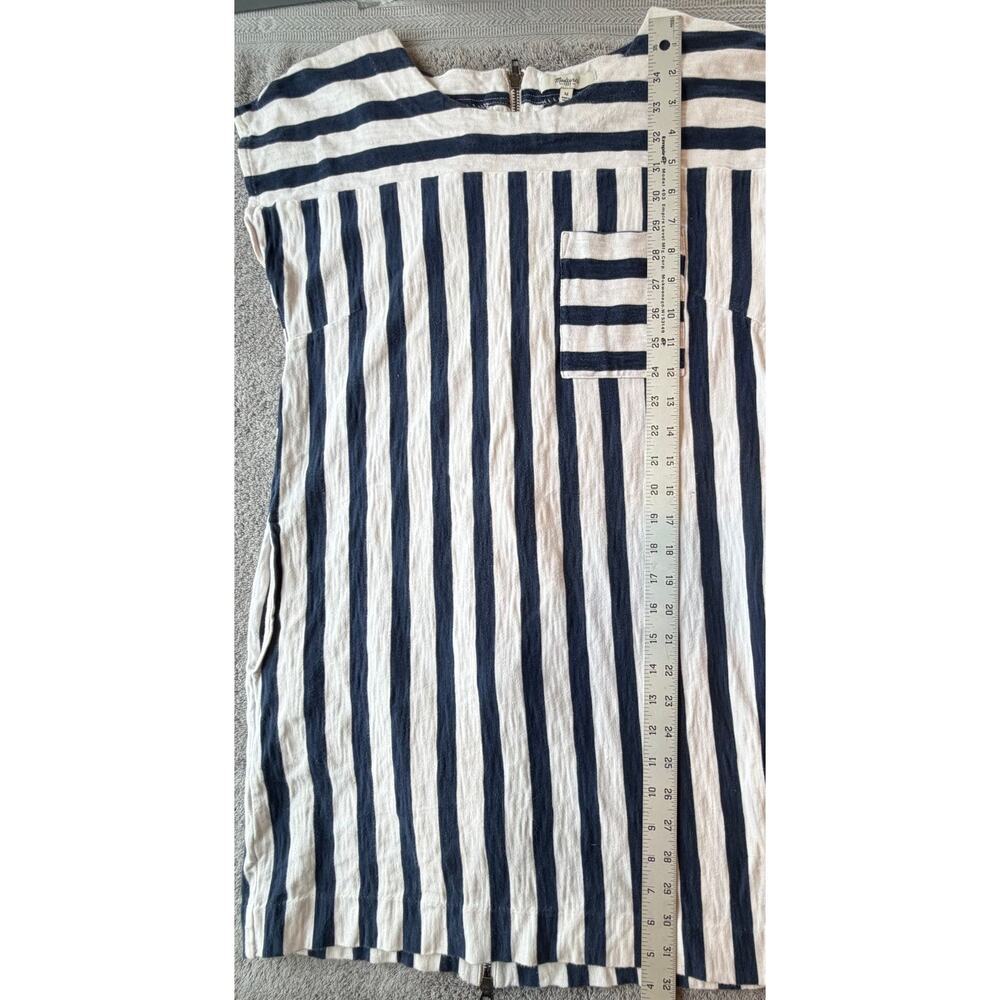 Madewell Pinstripe Zipline Dress Womens Medium Weekend Casual 100% Cotton - Picture 7 of 8